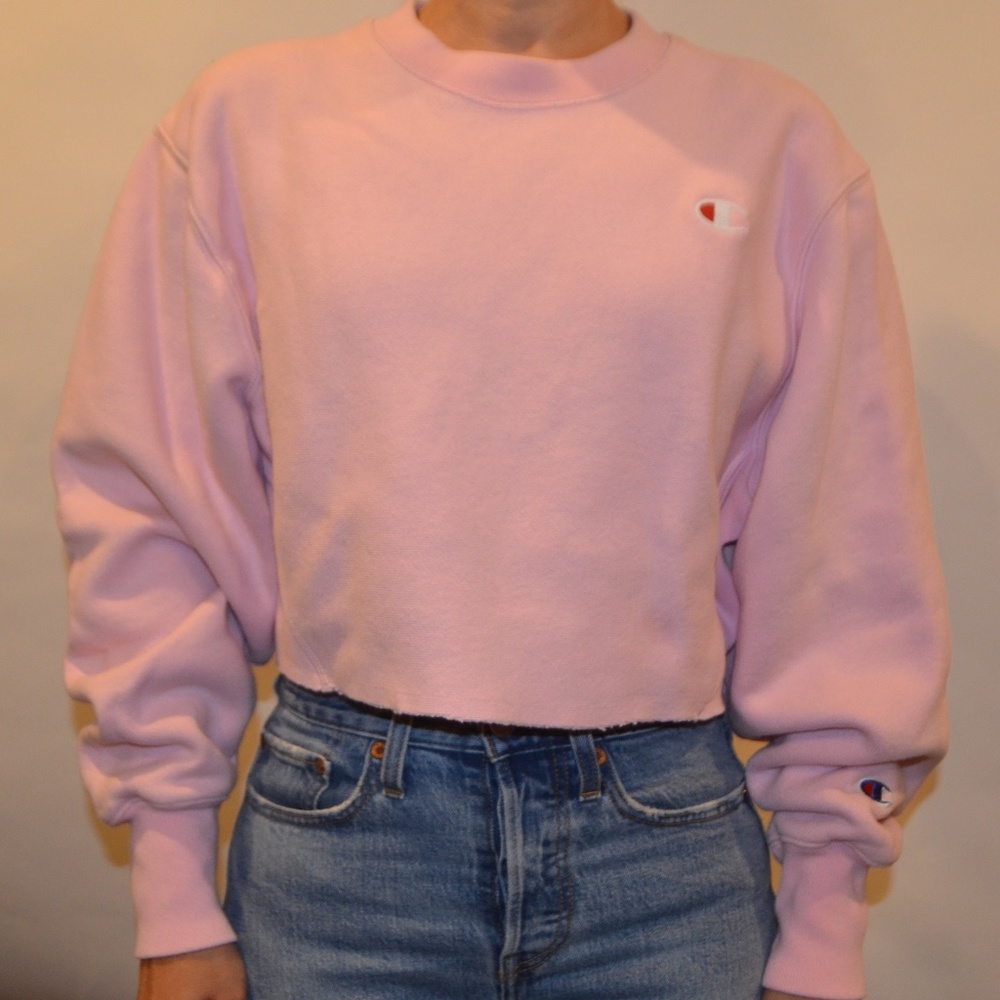 Champion pink cropped sweatshirt size sm